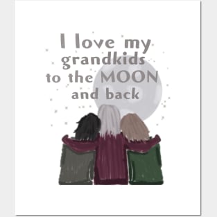 I love my grandkids to the moon and back Posters and Art